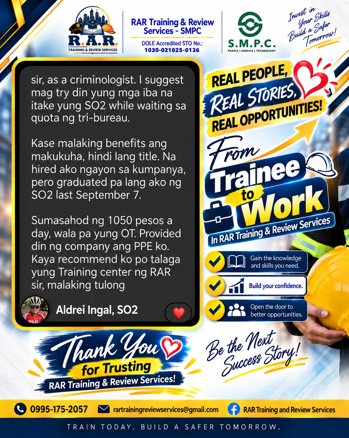 Testimonial from Aldrei Ingal, RCrim, SO2